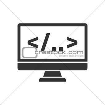 Computer monitor with coding icon