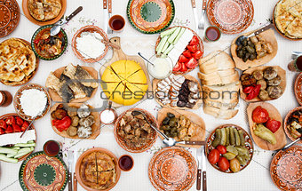 Table with homemade moldavian food