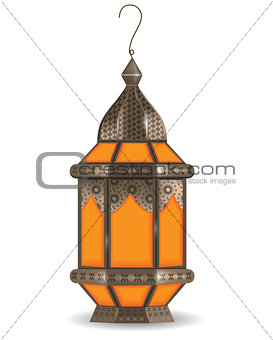Ramadan Kareem realistic 3d lantern, isolated on white background. Vector illustration.