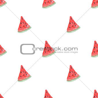 Seamless natural color pattern of red ripe watermelon