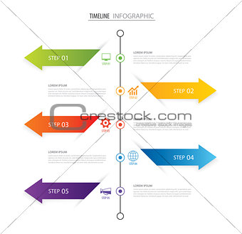 Modern 5 step infographic design template.Vector can be used for