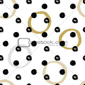 Seamless vector texture pattern with hand drawn circles and dots.