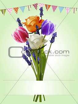 Bunch of flowers bunting and banner background