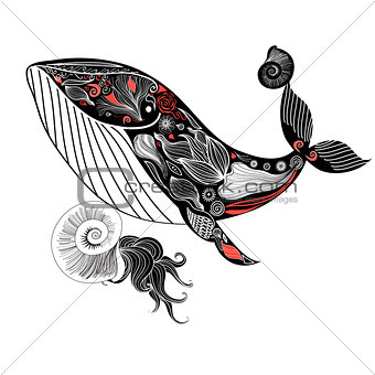 Graphic card with an ornamental whale