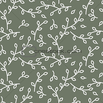 Line branches seamless vector pattern.