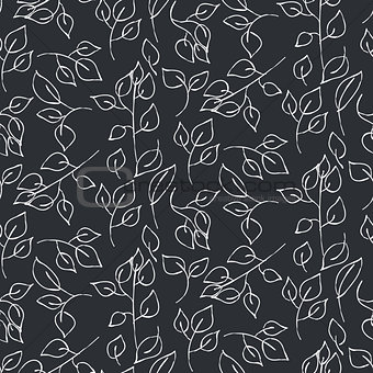 Hand drawn leaves seamless vector pattern.