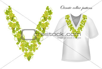 Neck print vector floral design. Fashion white lace collar. Vector illustration