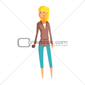 Blond Journalist Wating To Take Interview, Official Press Reporter Working, Collecting Information And Making News, Part Of Journalism Set Of Illustrations