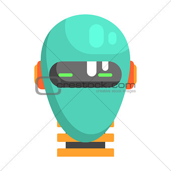 Android Head Facing Portrait, Part Of Futuristic Robotic And IT Science Series Of Cartoon Icons