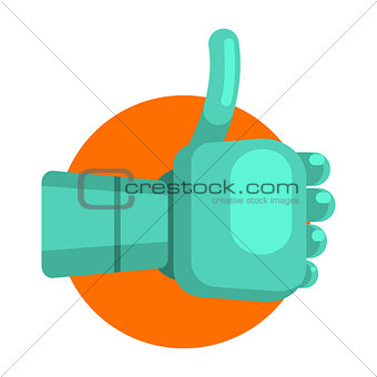 Metal Android Hand Showing Thumb Up, Part Of Futuristic Robotic And IT Science Series Of Cartoon Icons