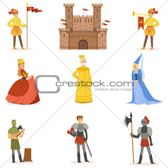 Medieval Cartoon Characters And European Middle Ages Historic Period Attributes Set Of Icons