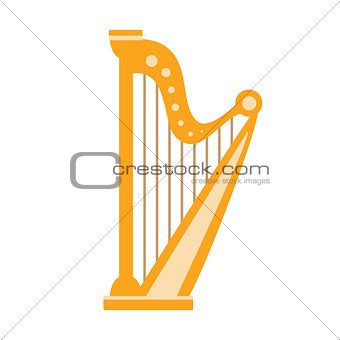 Harp, Part Of Musical Instruments Set Of Realistic Cartoon Vector Isolated Illustrations