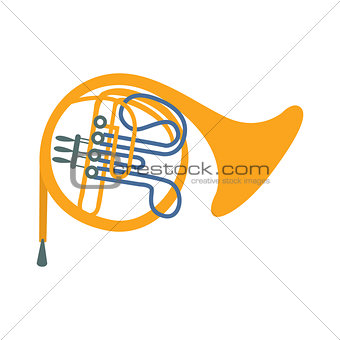Brass Horn, Part Of Musical Instruments Set Of Realistic Cartoon Vector Isolated Illustrations