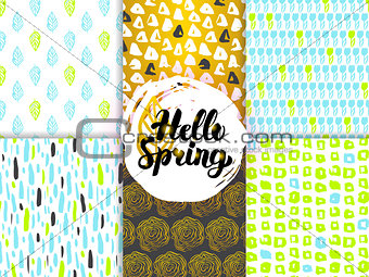 Spring Nature Funky Seamless Patterns