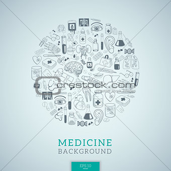 Medicine icons in round shape.
