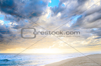 Cloudy sea sunset