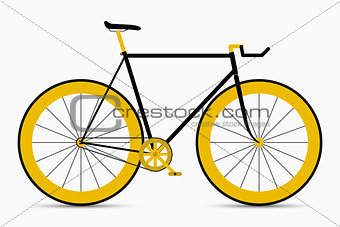 Hipster single speed bike in black and gold colors. City bicycle