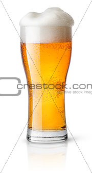 Light beer in sweaty glass