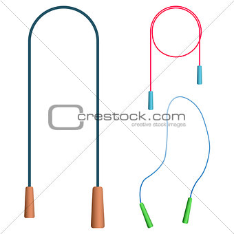 Set of colored jumping ropes, vector illustration.