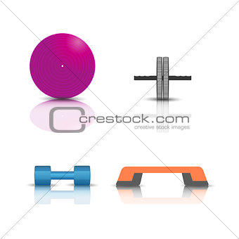 Sports fitness icons, vector illustration.