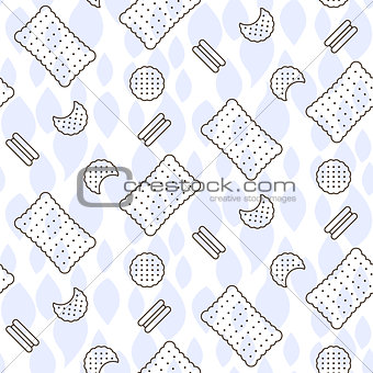 Cookie line icon seamless vector pattern.