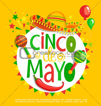 Cinco De Mayo, lettering on holiday background.