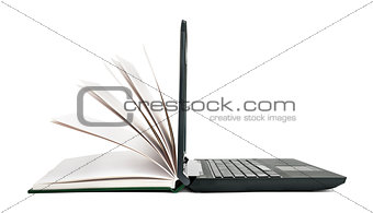 Open book turns into an open laptop