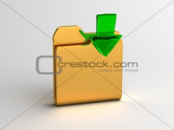 Closed folder and Green Glass Arrow