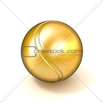 Golden tennis ball isolated on white background. 3D