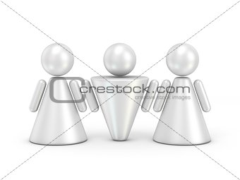 Three abstract figures. 3D
