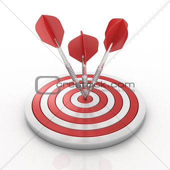 Darts hitting a target, 3D
