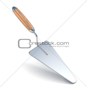 Plastering trowel with soft shadow. 3D