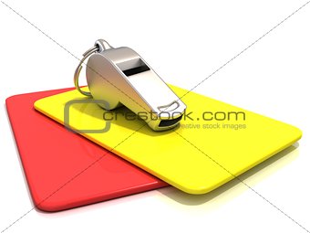 Metal whistle and penalty card