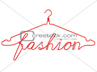 Red wire clothes hangers with message - FASHION. 3D