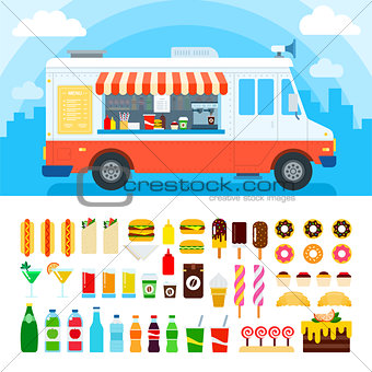 Food truck with snacks and confectionery