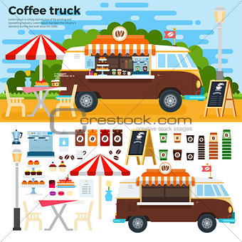 Coffee truck on street in the city