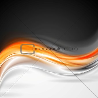 Shiny orange grey vector wave background
