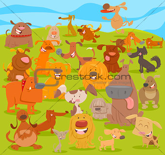 cartoon cute dogs group