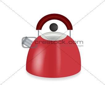 Kitchen appliances. Red Electric kettle. Vector Illustration.