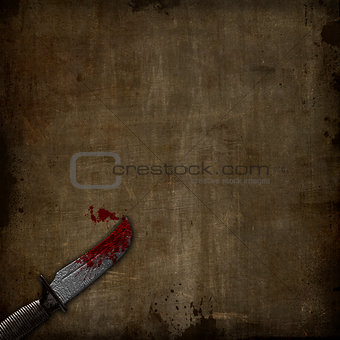 3D bloody dagger on a grunge background