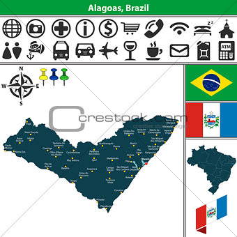 Map of Alagoas, Brazil