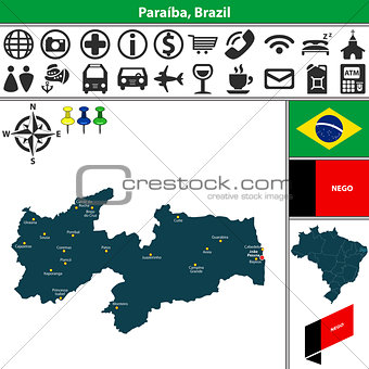 Map of Paraiba, Brazil