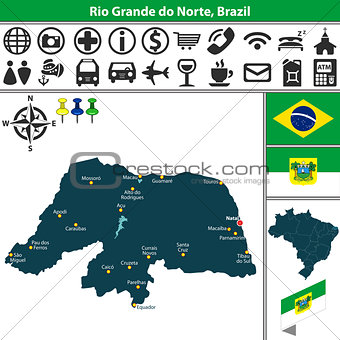 Map of Rio Grande do Norte, Brazil