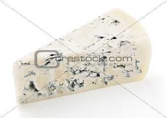 Soft blue cheese with mold isolated on white