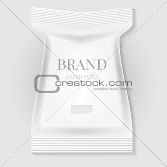 White Blank Food Snack Bag with Copy Space.