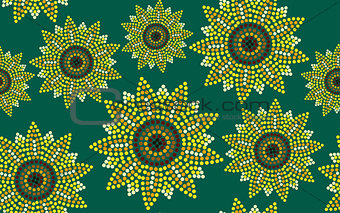 Seamless pattern graphic sunflower green