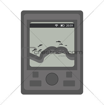 Sounder for fishing. icon flat, cartoon style. Isolated on white background. Vector illustration, clip-art.