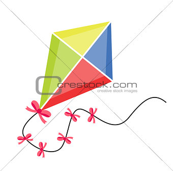Kite flying. icon flat, cartoon style. Isolated on white background. Vector illustration, clip-art.