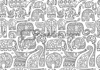 Ornate elephants, seamless pattern for your design