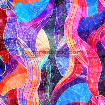 Bright graphics multicolored waves abstraction